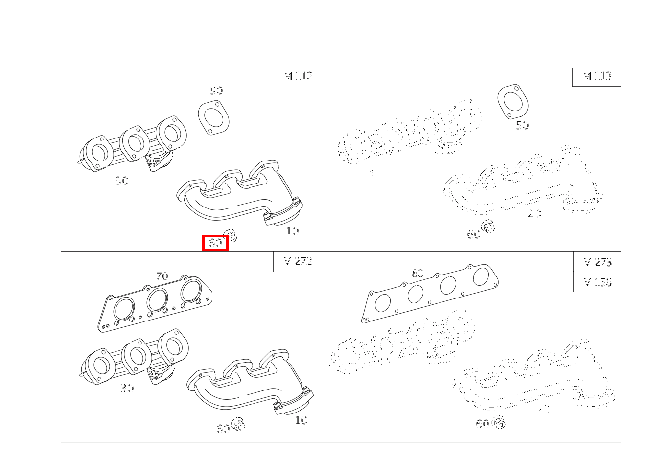 Sechskantmutter AUSPUFFKRUEMMER AN ZYLINDERKOPF; M6 SL500 230 Sechskantmutter AUSPUFFKRUEMMER AN ZYLINDERKOPF; M6 SL500 230