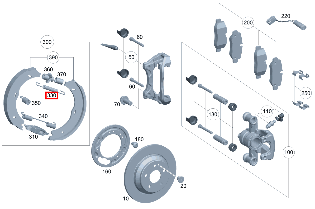Zugfeder Bremsbackenrückholung, rechts V 220 d EDITION Kompakt 460 Zugfeder Bremsbackenrückholung, rechts V 220 d EDITION Kompakt 460