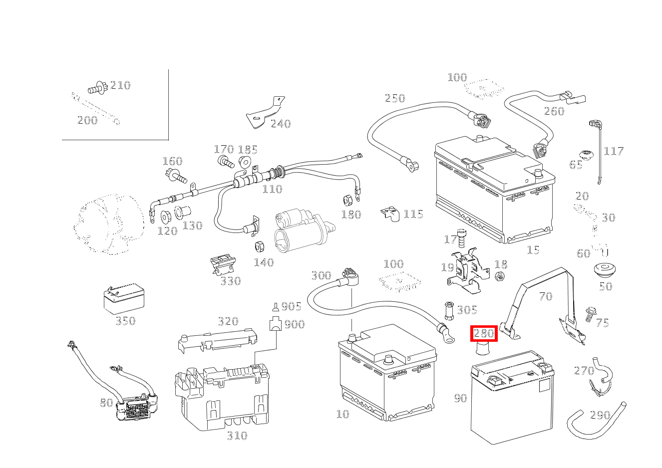 Schutzkappe STUETZBATTERIE STARTERGENERATOR CL500 4M BE 216 Schutzkappe STUETZBATTERIE STARTERGENERATOR CL500 4M BE 216