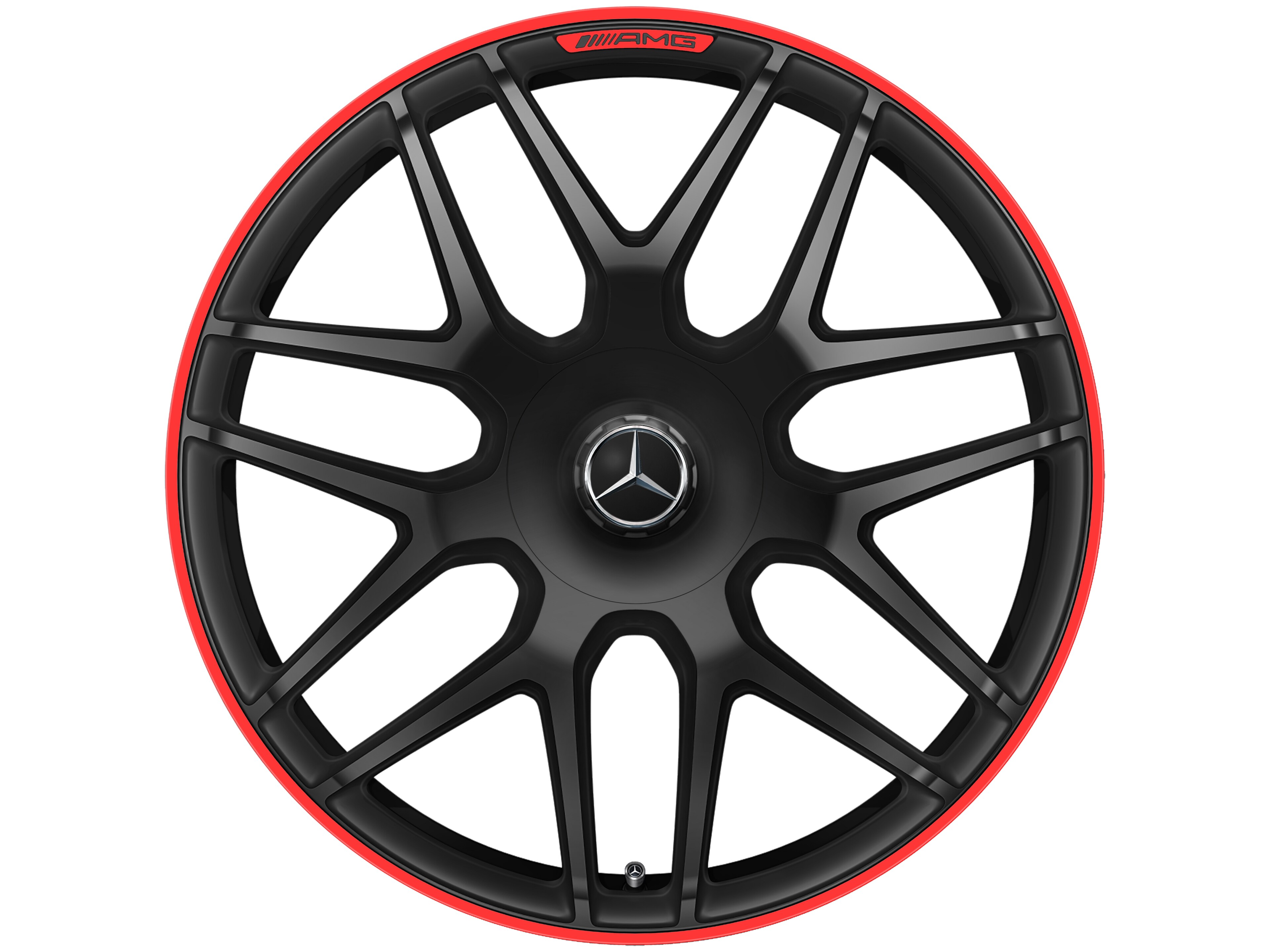 Mercedes-Benz -  AMG Schmiederad 22 Zoll, Felgenhorn rot lackiert 10 J x 22 ET 36, schwarz matt