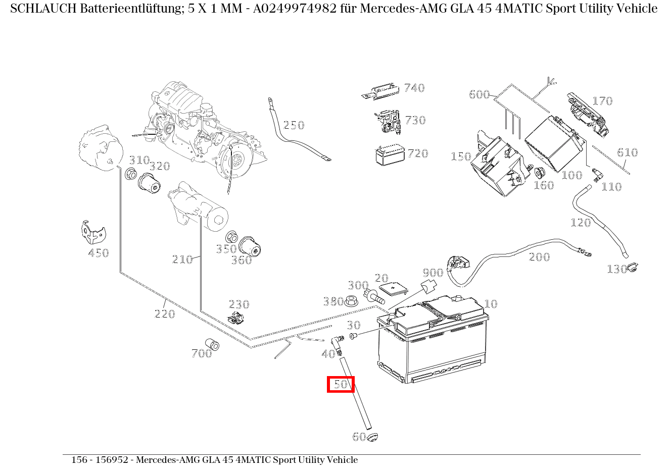 Schlauch Batterieentlüftung; 5 X 1 MM CLA 117, GLA 156, E 212 und 