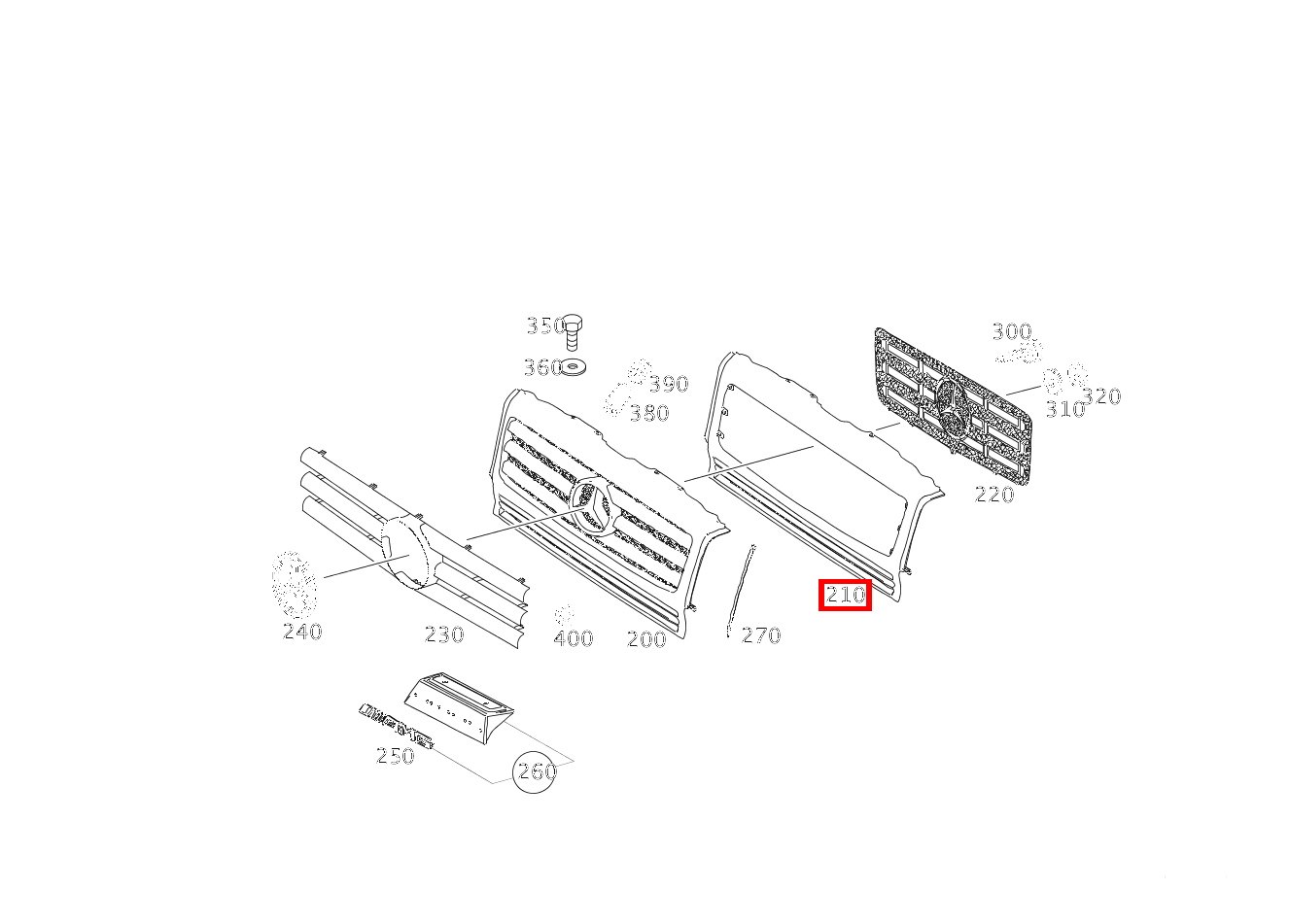 Rahmen Kühlermaske KUEHLERVERKLEIDUNG G 350 d Professional Limited Edition 463