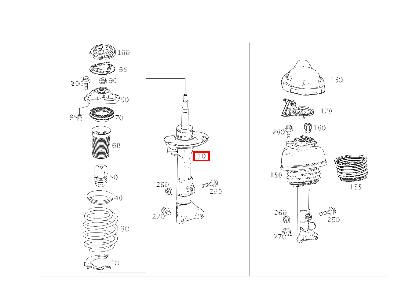 Dämpferbein VORDERACHSE,LINKS UND RECHTS CLS 450 218