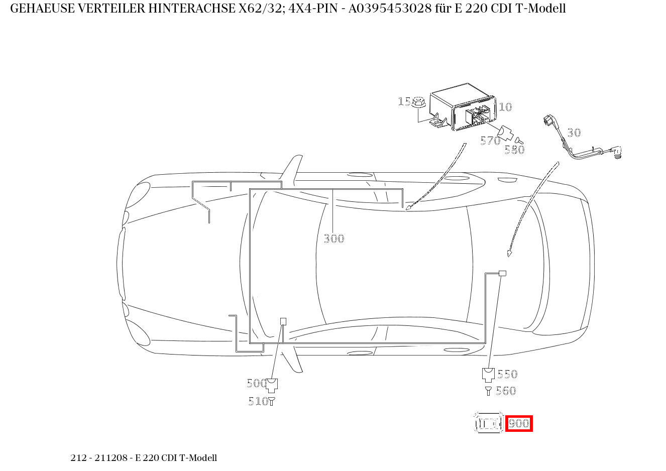 Gehäuse VERTEILER HINTERACHSE X62/32; 4X4-PIN E 220 CDI T-Modell 212 Gehäuse VERTEILER HINTERACHSE X62/32; 4X4-PIN E 220 CDI T-Modell 212