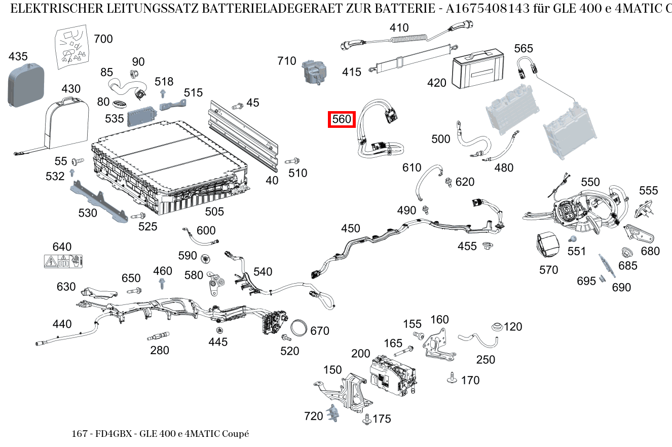 Elektrischer Leitungssatz BATTERIELADEGERAET ZUR BATTERIE GLE 400 e 4MATIC Coupé 167