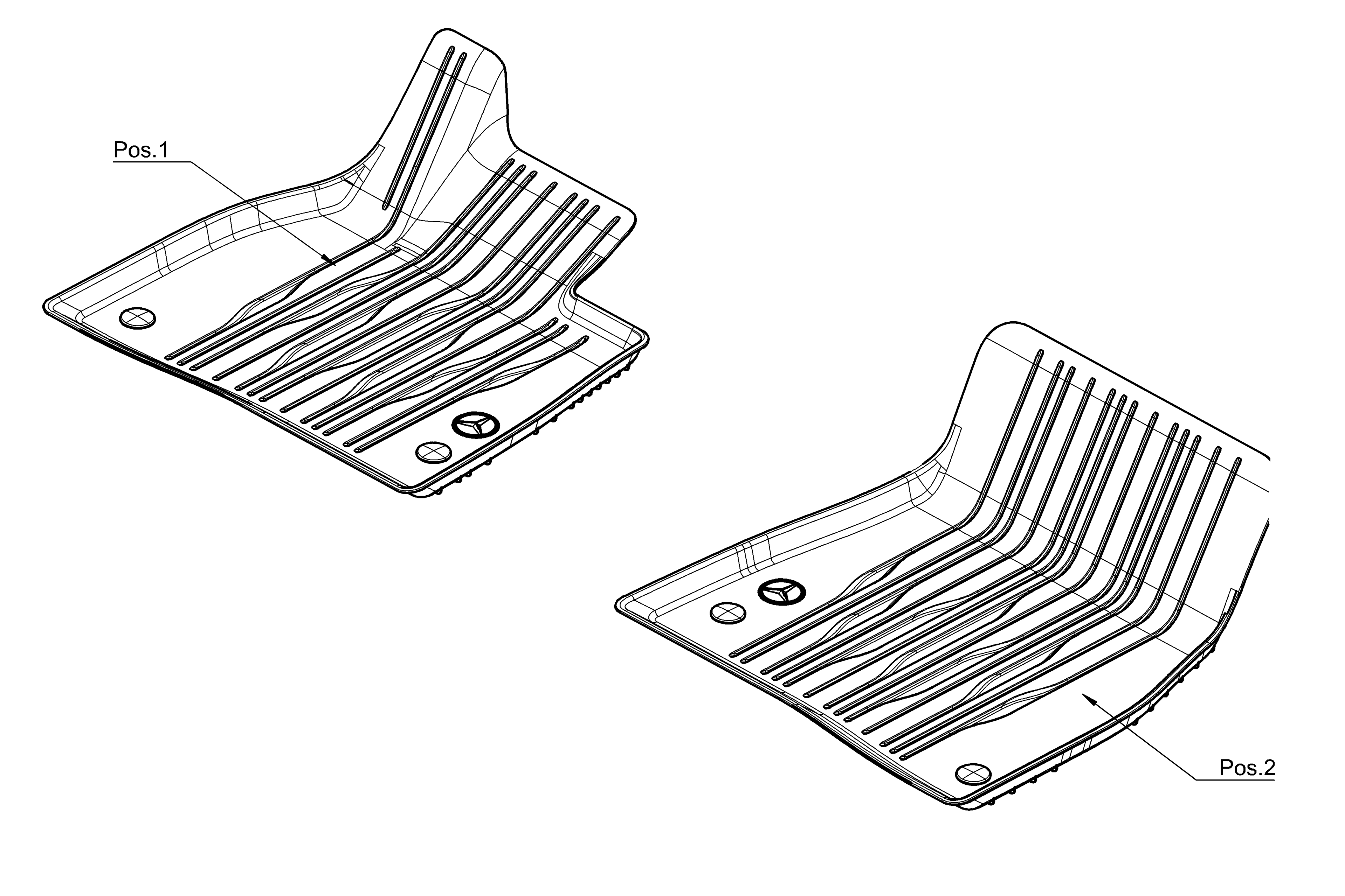 Mercedes-Benz - Allwettermatten Dynamic Lines, Fahrer-/Beifahrermatte, EQE / EQS