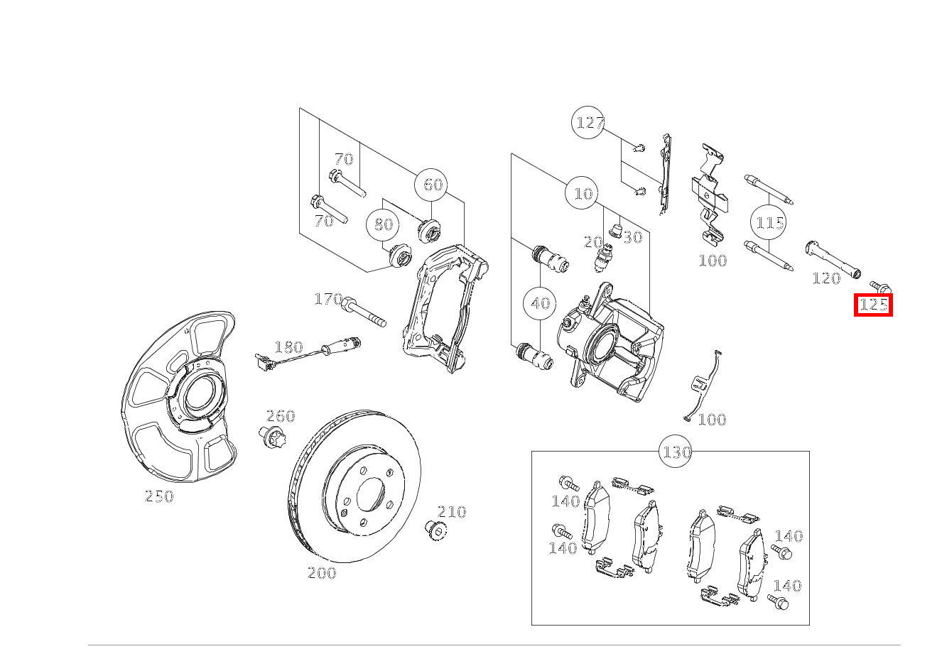 Kombi-Sechskantschraube Bremssattel links und rechts M 166, SLK 