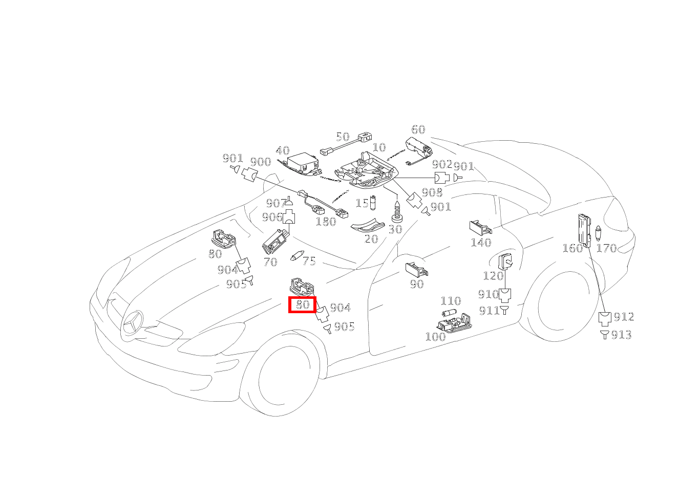 Innenleuchte FUSSRAUMLEUCHTE FAHRER UND BEIFAHRER SLK 55 AMG Roadster 171 Innenleuchte FUSSRAUMLEUCHTE FAHRER UND BEIFAHRER SLK 55 AMG Roadster 171
