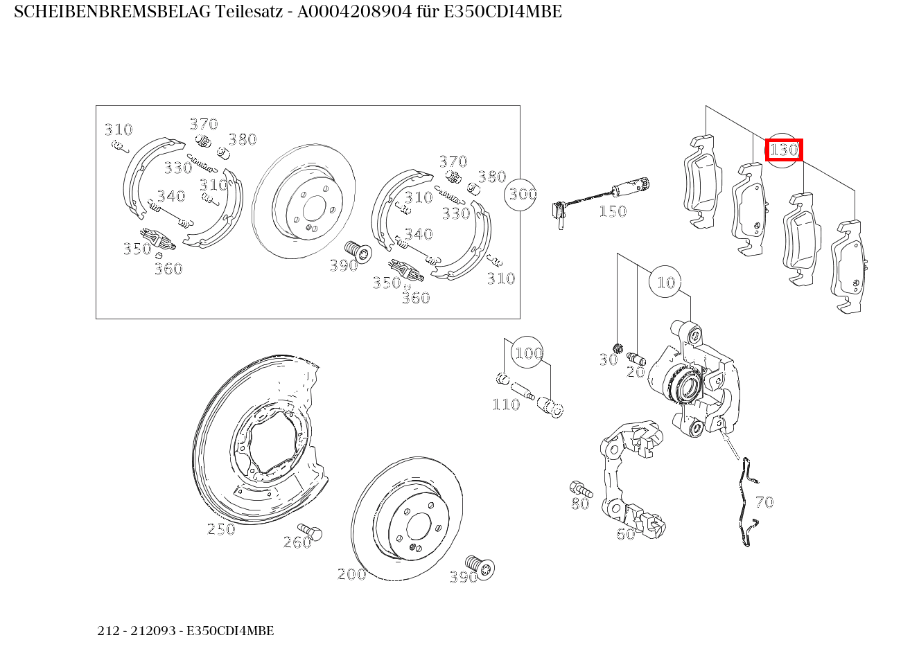 Scheibenbremsbelag Teilesatz E350CDI4MBE 212 Scheibenbremsbelag Teilesatz E350CDI4MBE 212