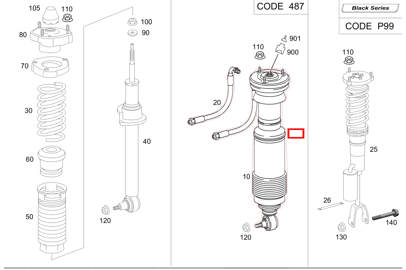 Federbein VORNE LINKS SL 65 AMG Roadster BCA 230 Federbein VORNE LINKS SL 65 AMG Roadster BCA 230