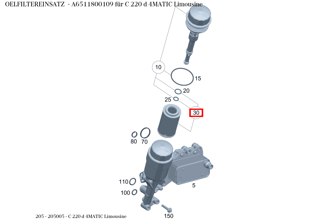 Ölfiltereinsatz C 220 d 4MATIC Limousine 205 Ölfiltereinsatz C 220 d 4MATIC Limousine 205