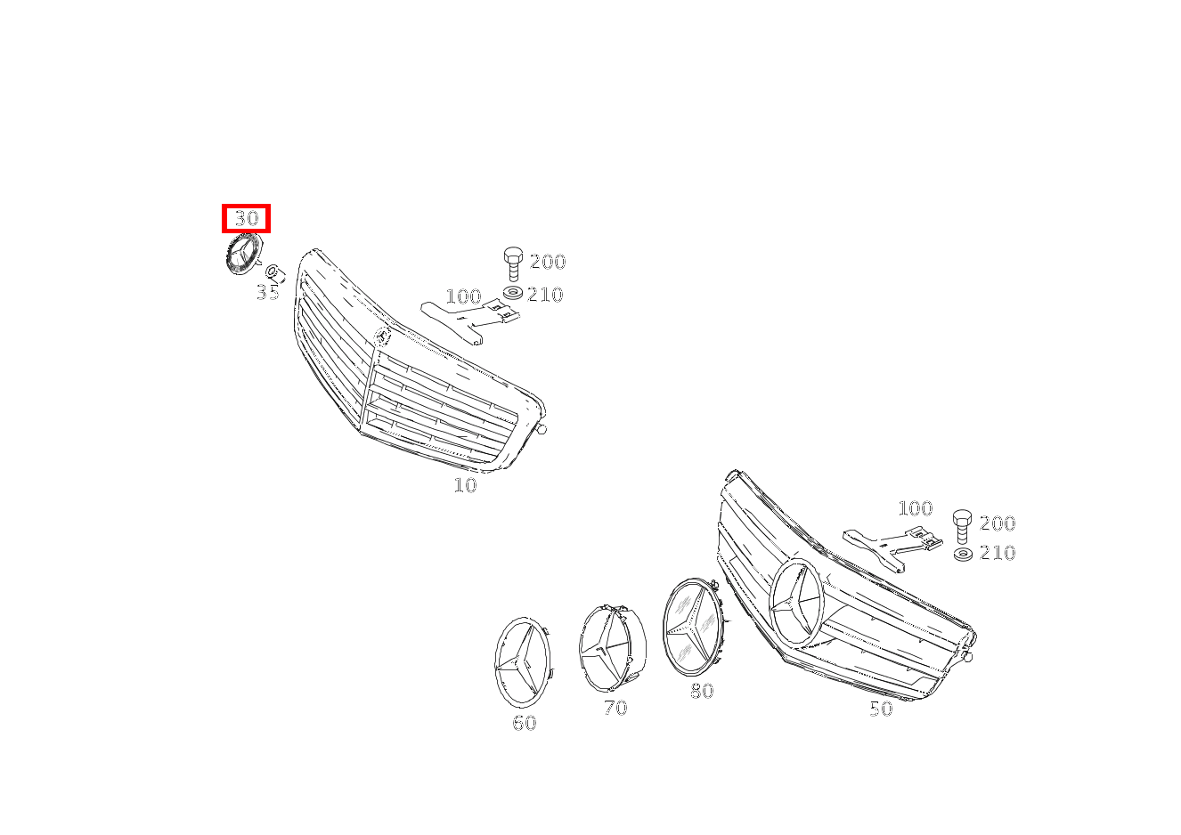 Firmenzeichen Kühlerverkleidung oben C 180 205 Firmenzeichen Kühlerverkleidung oben C 180 205