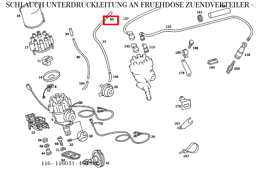 Schlauch UNTERDRUCKLEITUNG AN FRUEHDOSE ZUENDVERTEILER 450 SEL 116 Schlauch UNTERDRUCKLEITUNG AN FRUEHDOSE ZUENDVERTEILER 450 SEL 116