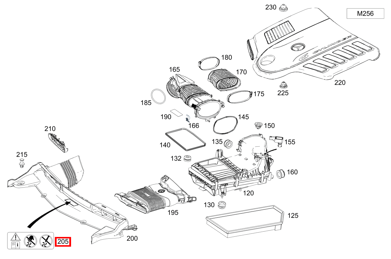 Hinweisschild An Luftansaugung Mercedes-AMG E 53 4MATIC+ Cabriolet 238