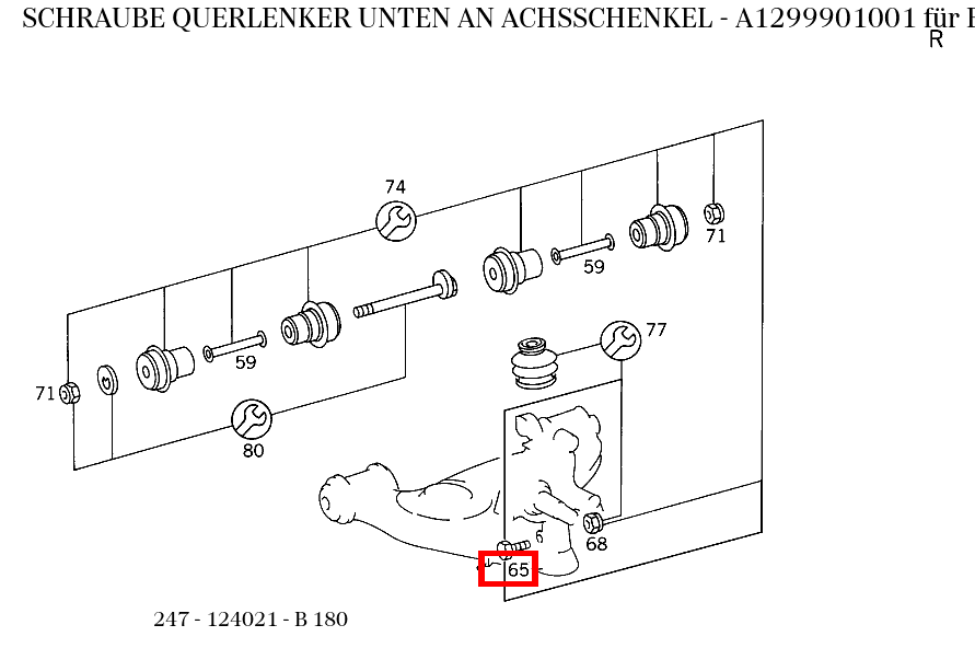 Schraube QUERLENKER UNTEN AN ACHSSCHENKEL B 180 247
