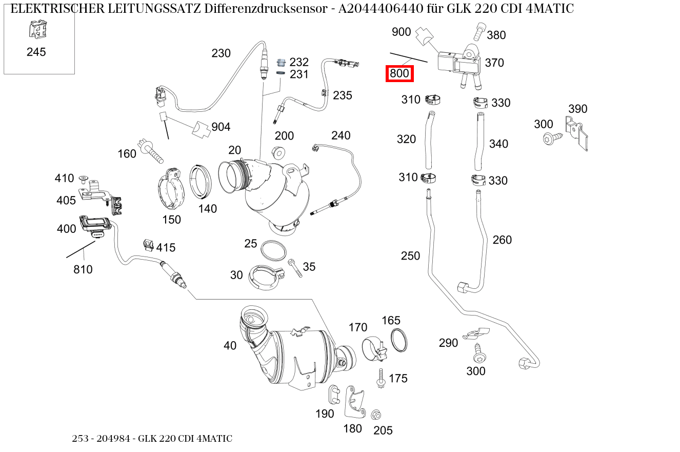 Elektrischer Leitungssatz Differenzdrucksensor GLK 220 CDI 4MATIC 253