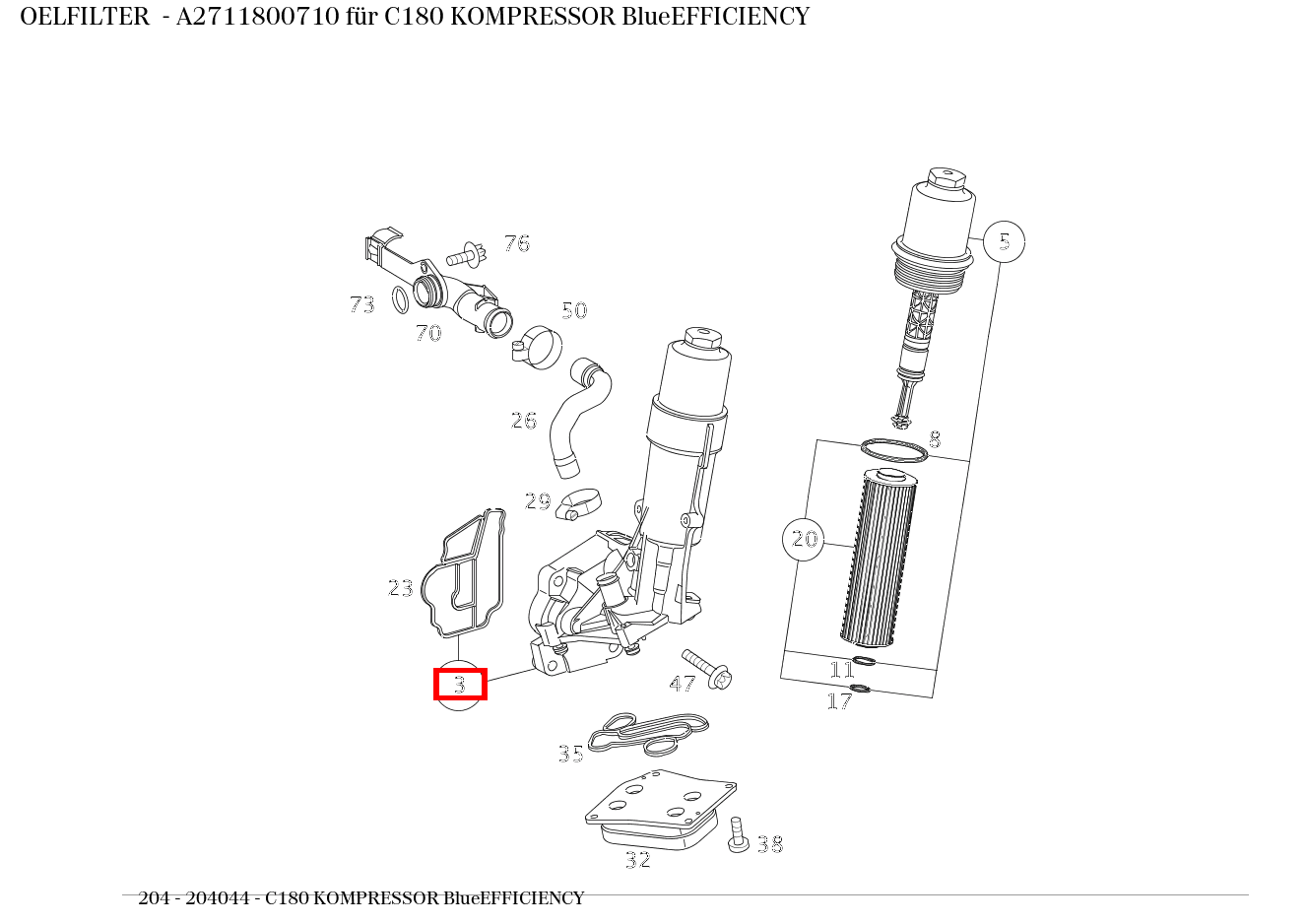Ölfilter C180 KOMPRESSOR BlueEFFICIENCY 204