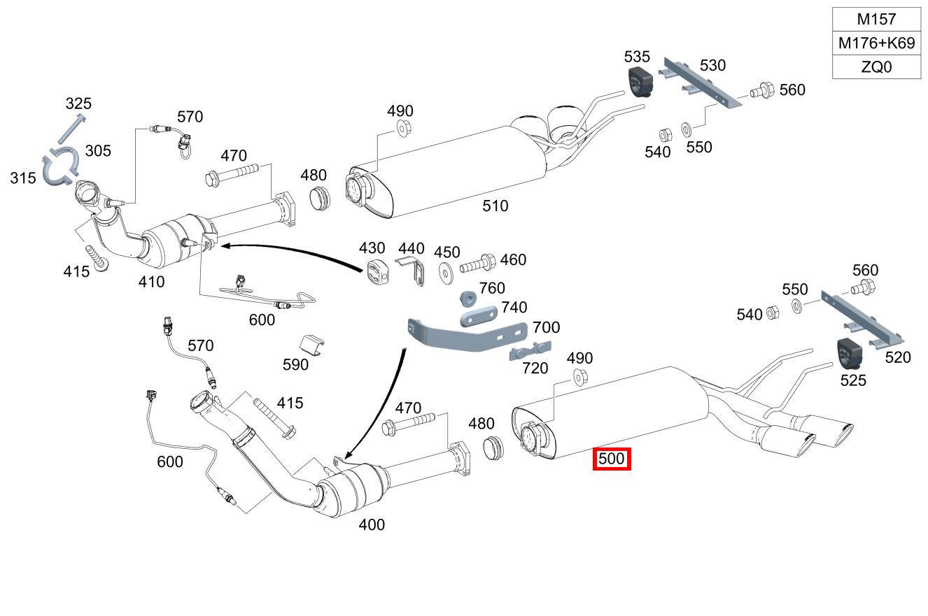 Abgasleitung MITTELSCHALLDAEMPFER LINKS Mercedes-AMG G 63 BCA 463