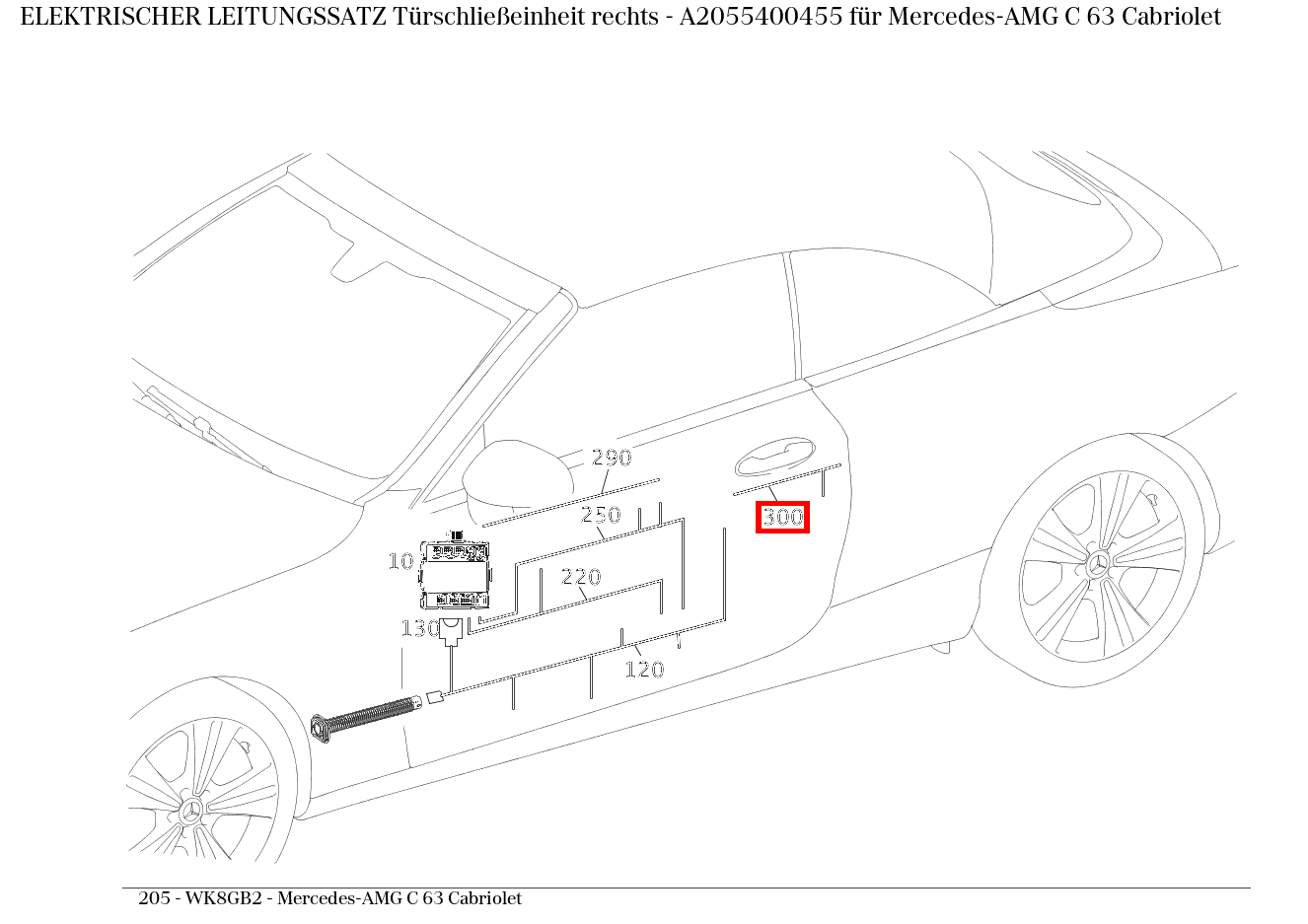 Elektrischer Leitungssatz Türschließeinheit rechts Mercedes-AMG C 63 Cabriolet 205