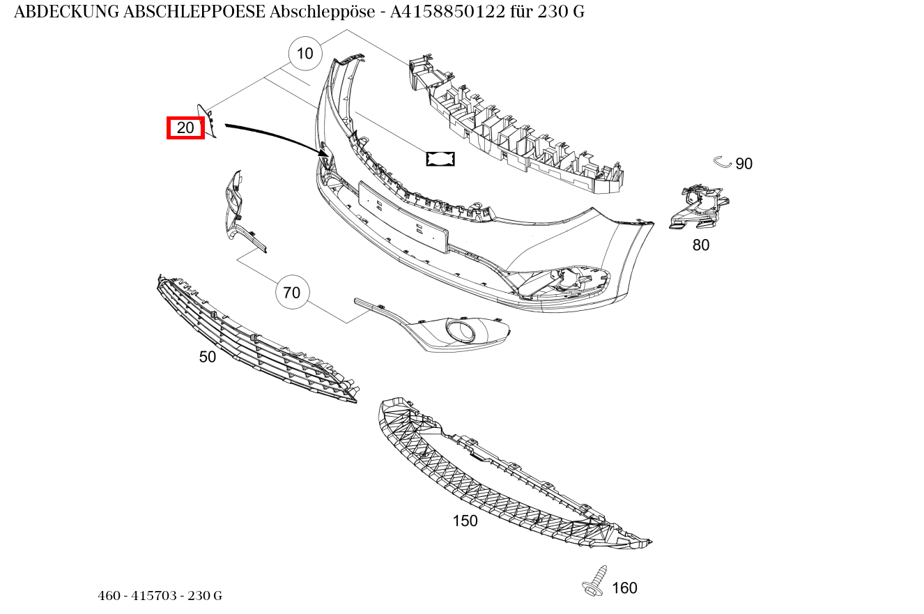 Abdeckung Abschleppöse Abschleppöse 230 G 460 Abdeckung Abschleppöse Abschleppöse 230 G 460