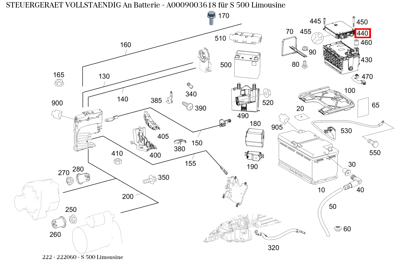 Steuergerät vollständig An Batterie S 500 Limousine 222 Steuergerät vollständig An Batterie S 500 Limousine 222