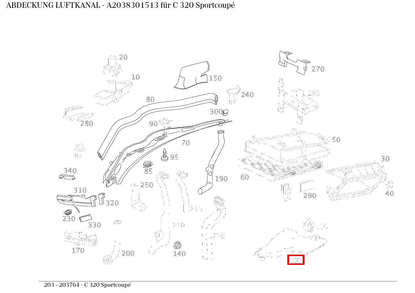Abdeckung LUFTKANAL C 320 Sportcoupé 203