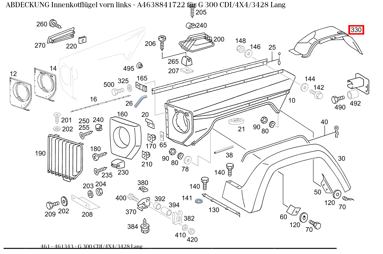 Abdeckung VORN LINKS für G 461, G 463-Klasse kaufen