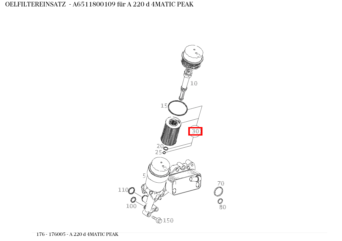 Ölfiltereinsatz A 220 d 4MATIC PEAK 176 Ölfiltereinsatz A 220 d 4MATIC PEAK 176