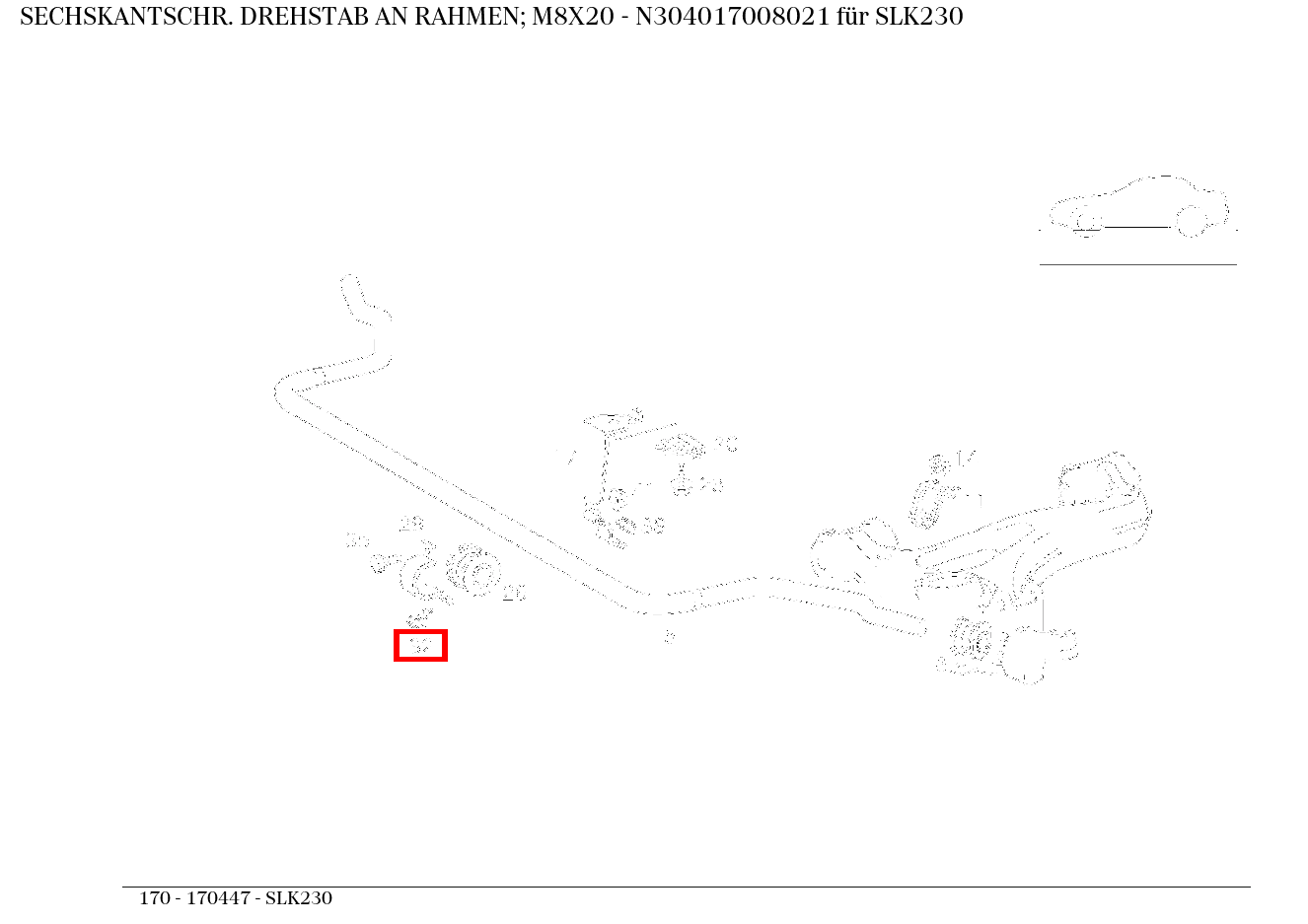 Sechskantschraube DREHSTAB AN RAHMEN; M8X20 SLK230 170