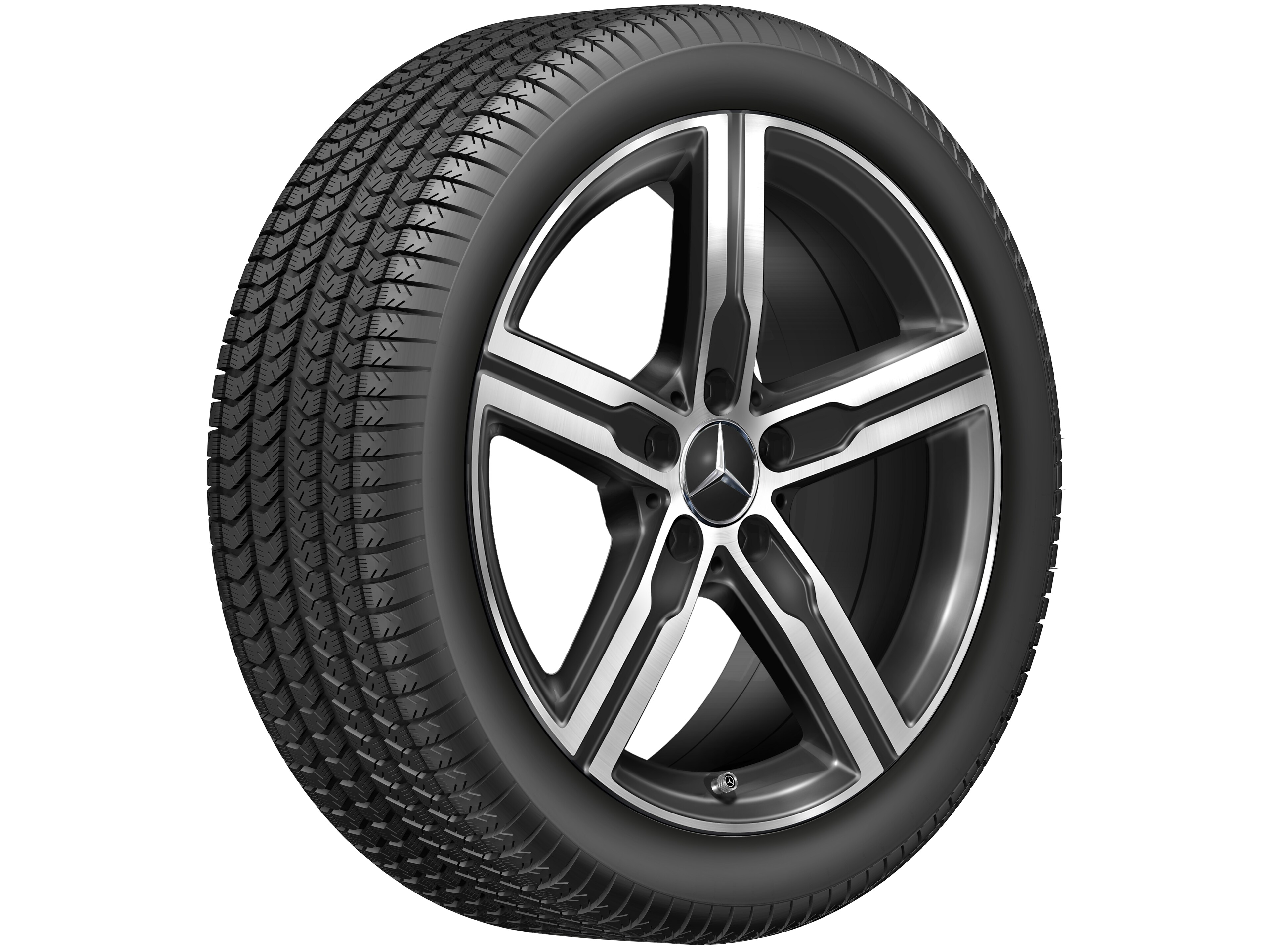 Mercedes-Benz - 5-Speichen-Rad, 45,7 cm (18 Zoll), glanzgedreht 7,5 J x 18 ET 49, schwarz