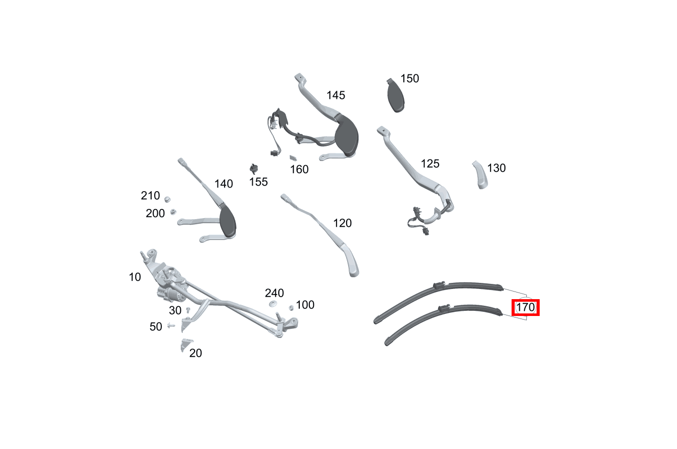 REP.SATZ WISCHERBLATT Wischerset, Fahrer- und beifahrerseitig E 300 Cabriolet 253