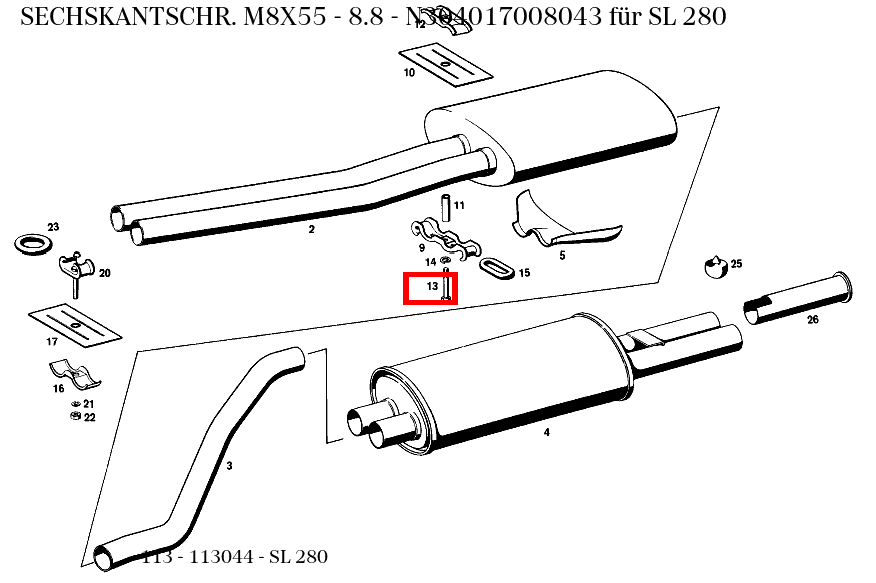 Sechskantschraube M8X55 - 8.8 SL 280 113 Sechskantschraube M8X55 - 8.8 SL 280 113