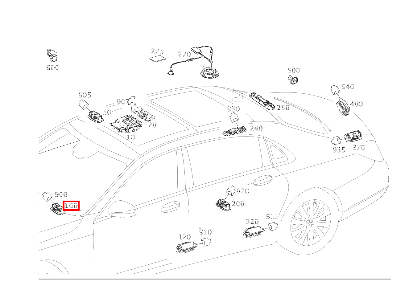 Innenraumleuchte Fußraum links Mercedes-Maybach S 560 4MATIC 222 Innenraumleuchte Fußraum links Mercedes-Maybach S 560 4MATIC 222