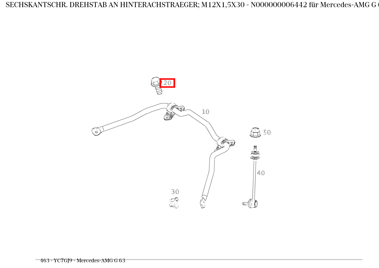 Sechskantschraube DREHSTAB AN HINTERACHSTRAEGER; M12X1,5X30 für G 