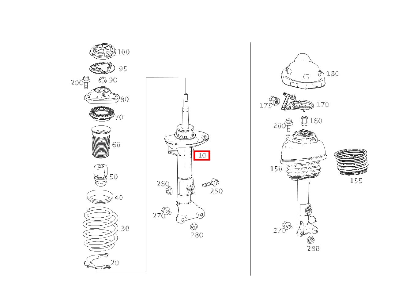Dämpferbein VORN RECHTS Mercedes-AMG E 63 4MATIC T-Modell 212