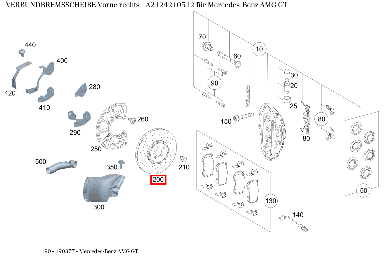 Verbundbremsscheibe Vorne rechts Mercedes-Benz AMG GT 190
