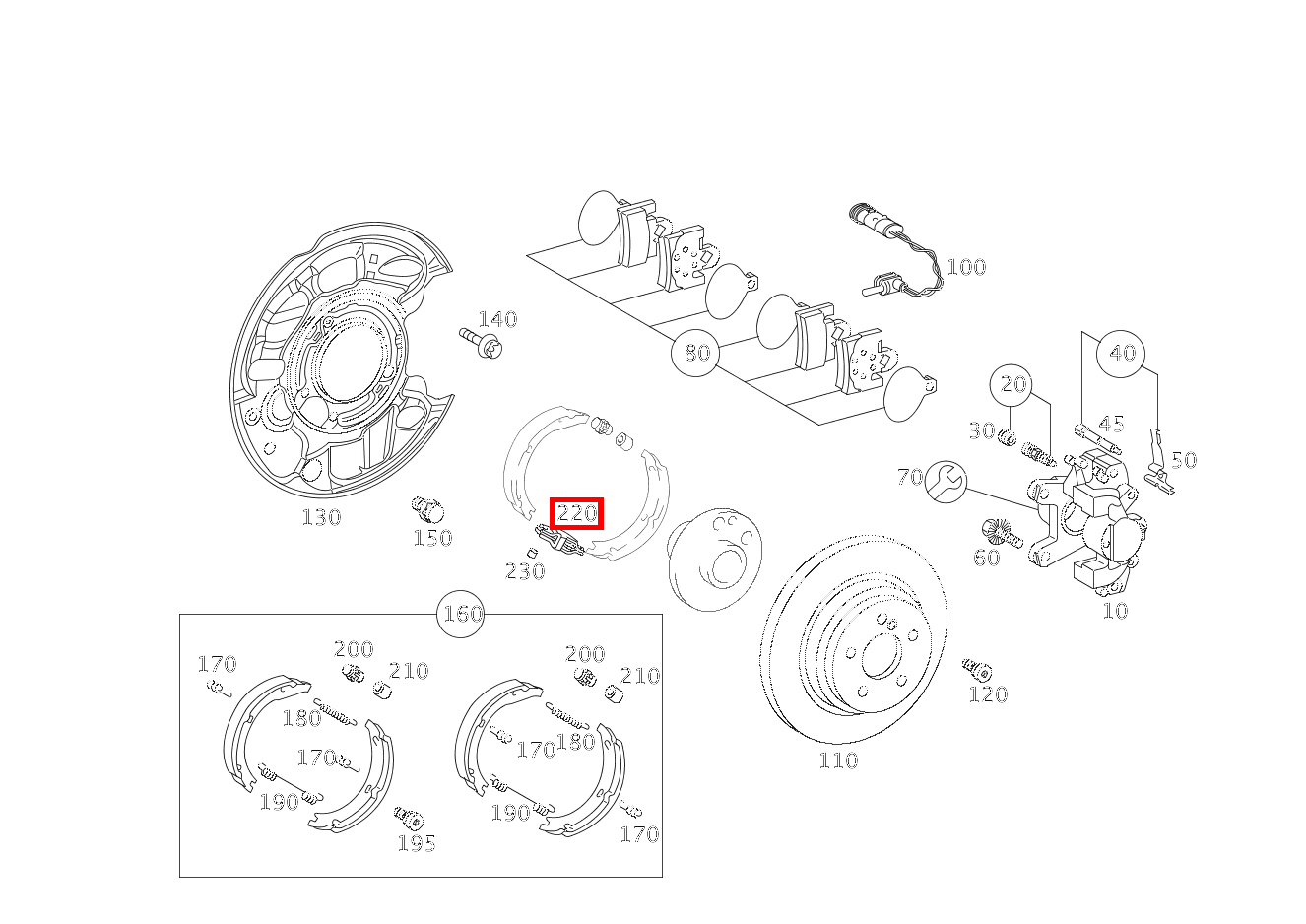 SPREIZSCHLOSS BREMSE SLK 55 AMG Roadster 171