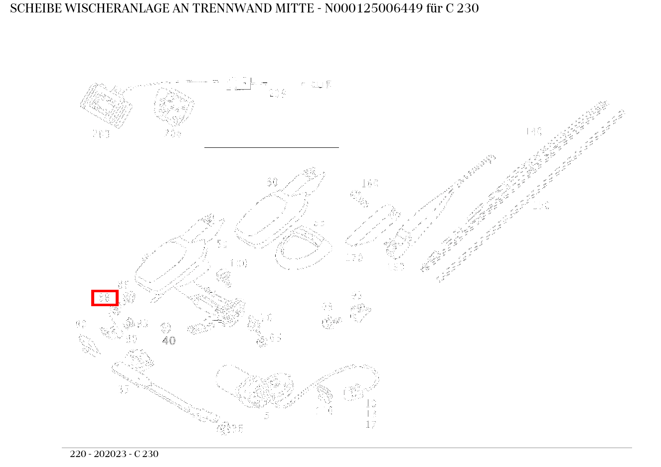 Scheibe WISCHERANLAGE AN TRENNWAND MITTE C 230 220 Scheibe WISCHERANLAGE AN TRENNWAND MITTE C 230 220