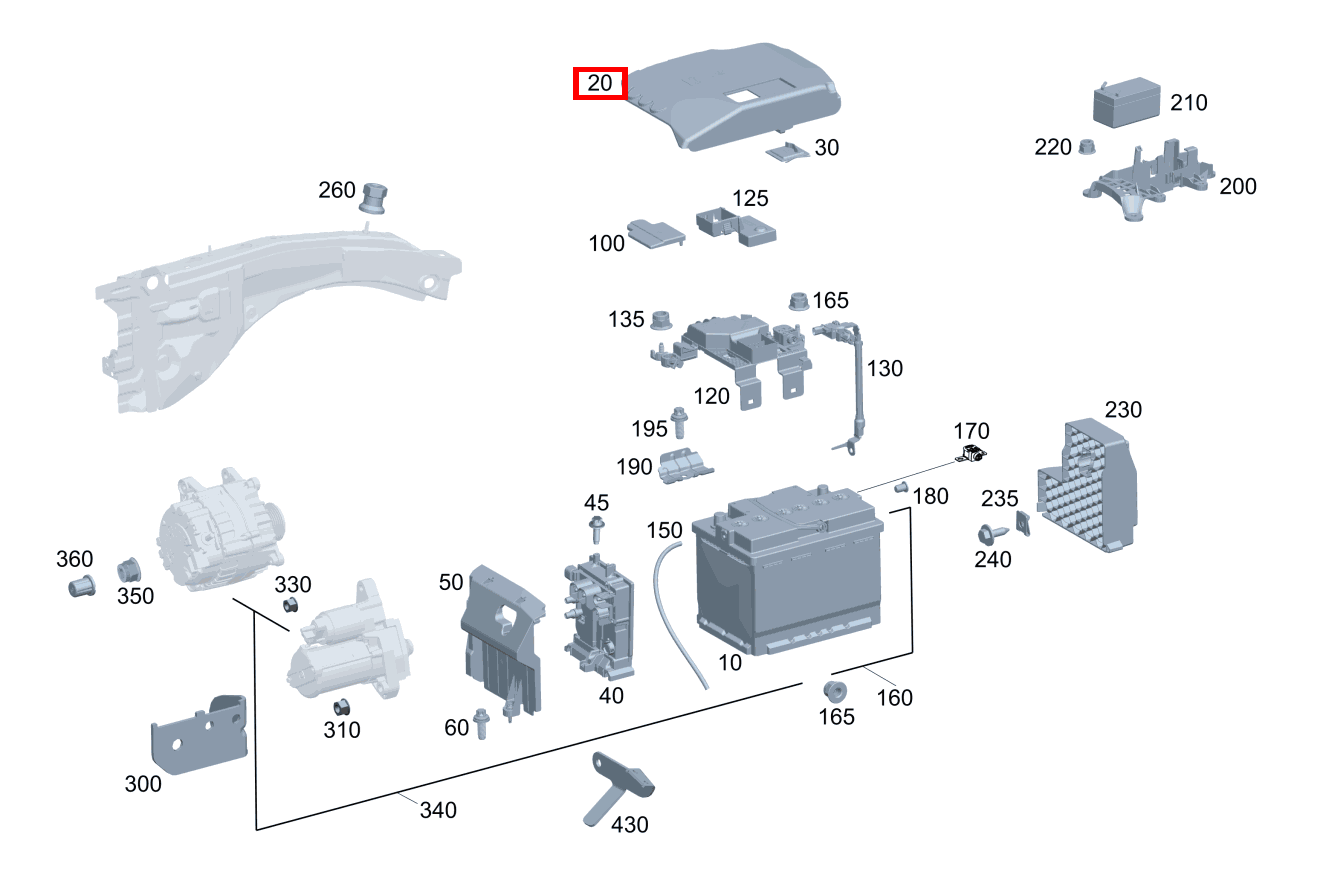 BATTERIEABDECKUNG Starterbatterie GLA 200 4MATIC 247 BATTERIEABDECKUNG Starterbatterie GLA 200 4MATIC 247
