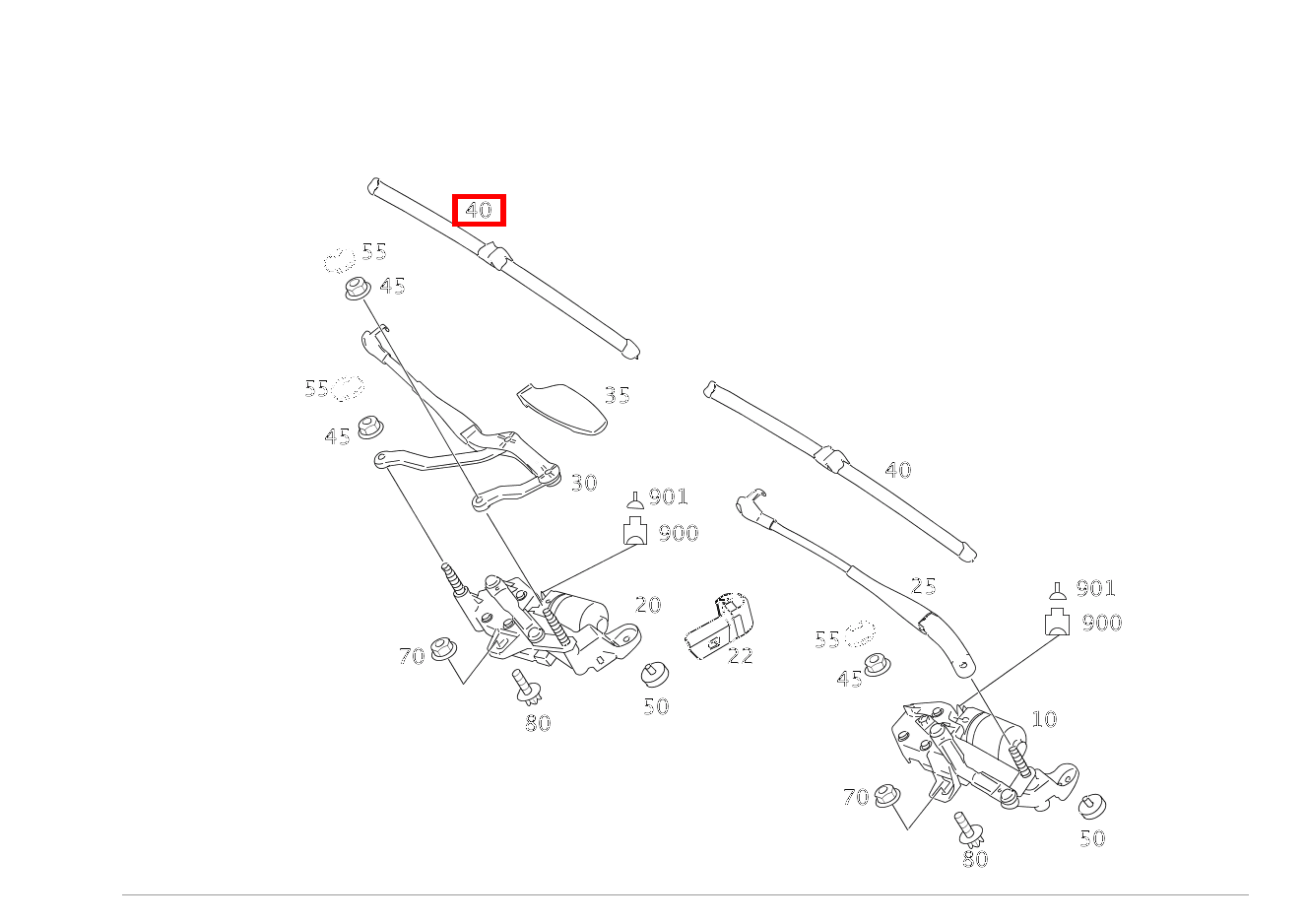 Teilesatz Wischerblatt LINKS UND RECHTS S 500 Limousine BlueE 221
