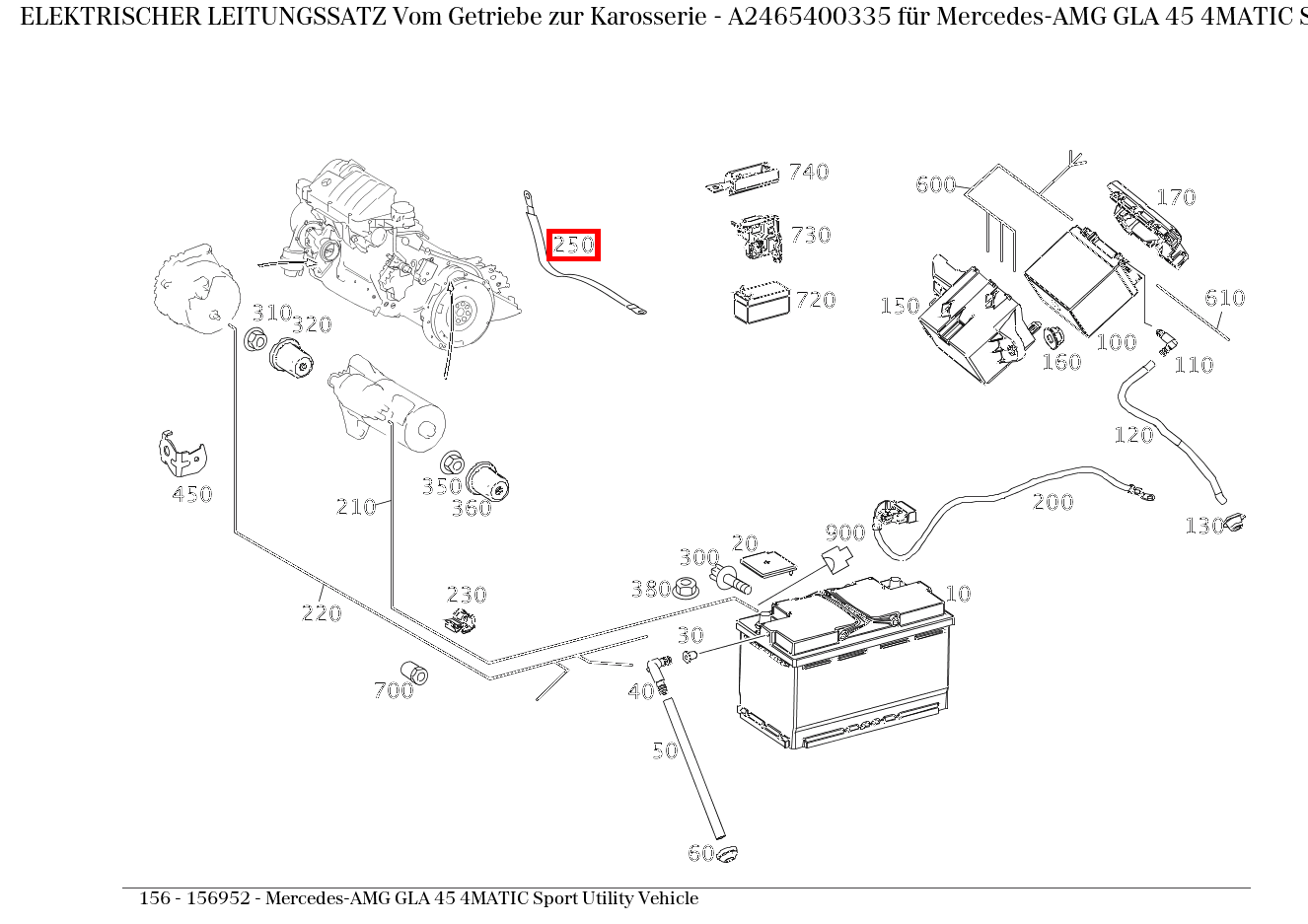 Elektrischer Leitungssatz Vom Getriebe zur Karosserie Mercedes-AMG GLA 45 4MATIC Sport Utility Vehicle 156