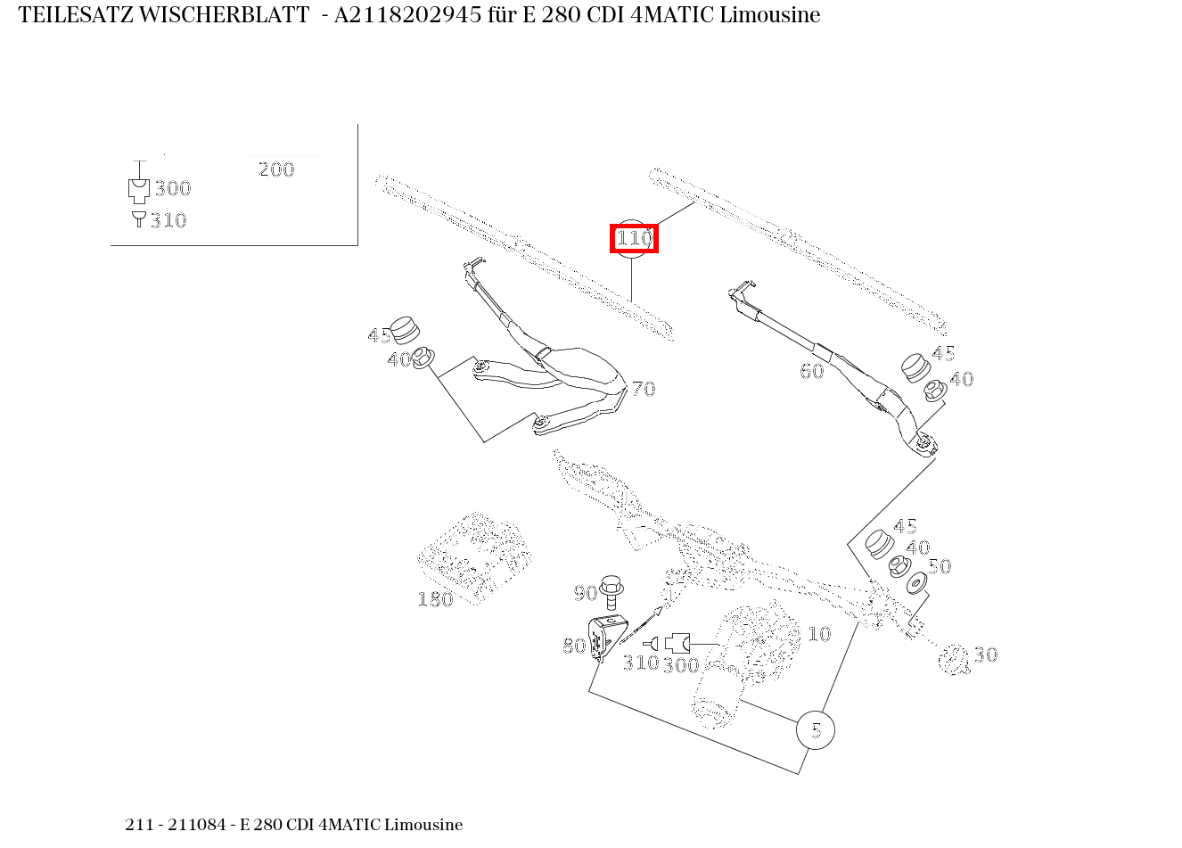 Teilesatz Wischerblatt E 280 CDI 4MATIC Limousine 211