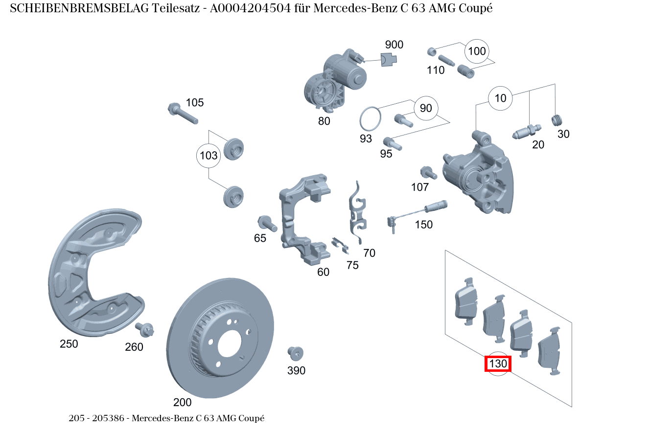 Scheibenbremsbelag Teilesatz Mercedes-Benz C 63 AMG Coupé 205