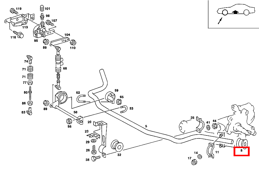 Gummilager DREHSTAB AN QUERLENKER 190 E 2.5-16 EVOLUTION II 201 Gummilager DREHSTAB AN QUERLENKER 190 E 2.5-16 EVOLUTION II 201