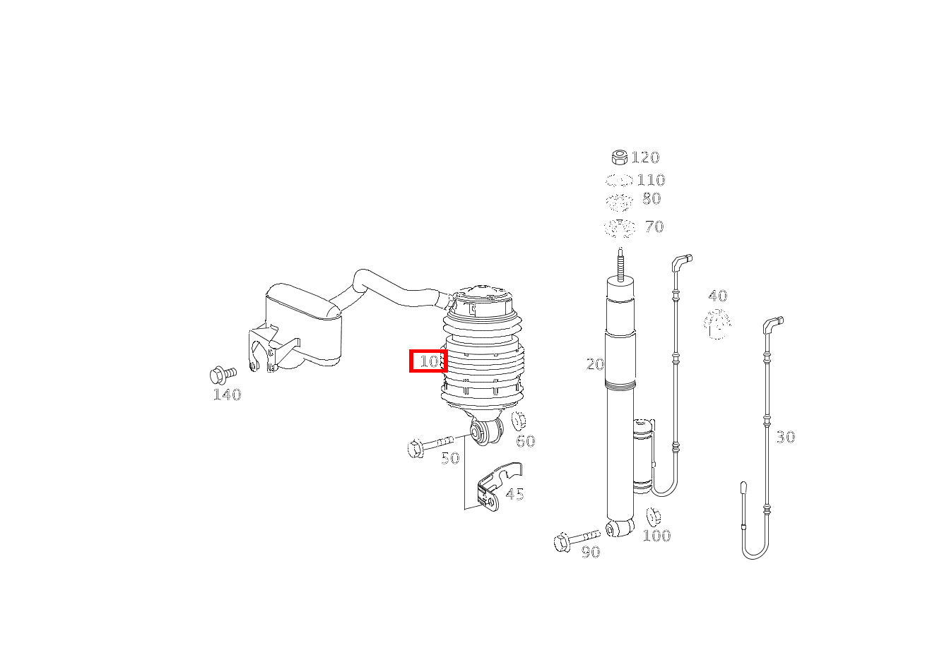 Luftfeder HINTEN RECHTS CLS 55 AMG 219