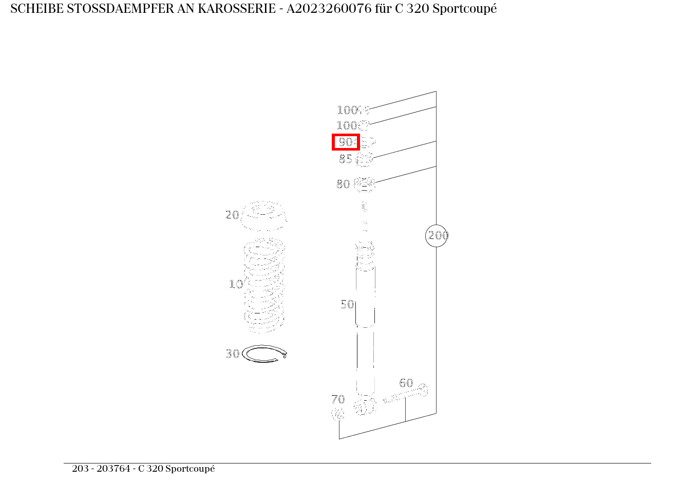 Scheibe STOSSDAEMPFER AN KAROSSERIE C 320 Sportcoupé 203