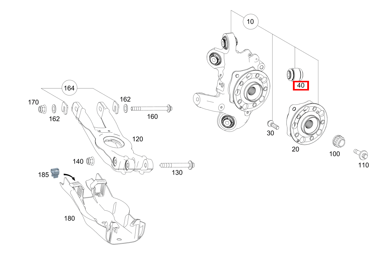 TRAGGELENK FEDERLENKER AN RADTRAEGER RECHTS Mercedes-AMG GT 63 S E PERFORMANCE 290 TRAGGELENK FEDERLENKER AN RADTRAEGER RECHTS Mercedes-AMG GT 63 S E PERFORMANCE 290