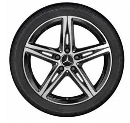 Original Mercedes-Benz 18 Zoll 5-Speichen-Rad glanzgedreht schwarz 