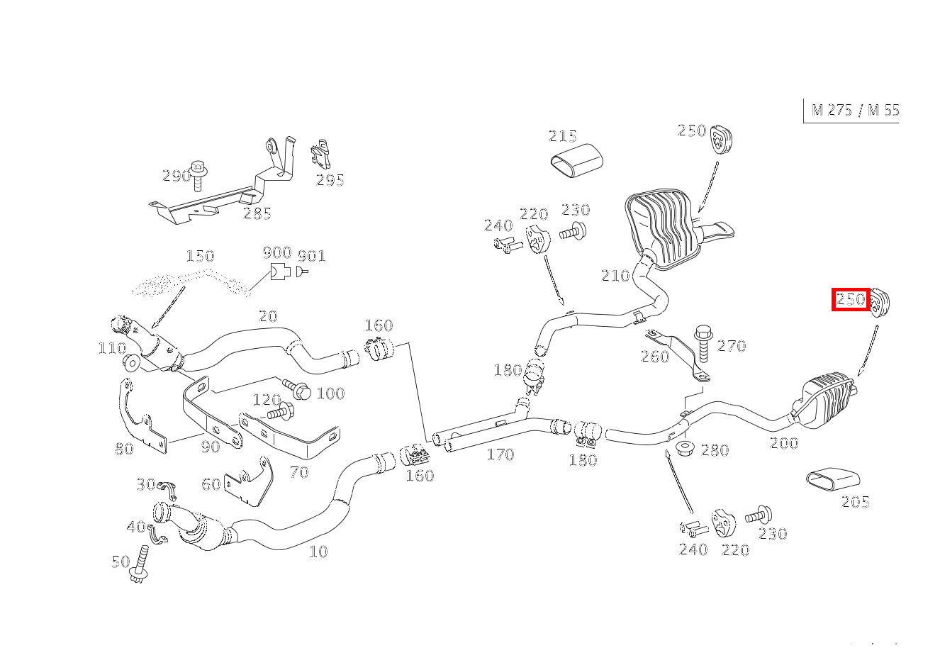 Aufhängering NACHSCHALLDAEMPFER SL 600 Roadster 230