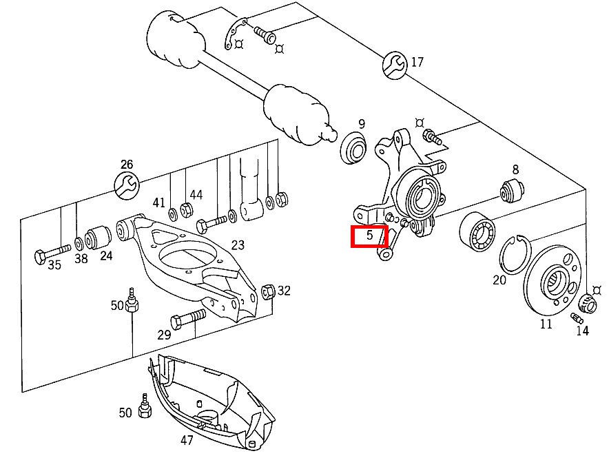 Radträger MIT TRAGGELENK UND RADLAGERUNG,LINKS 300 E 4MATIC 124